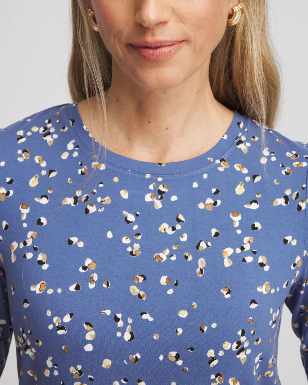 Chico's Women | Printed Elbow Sleeve Tee BLUE LOTUS