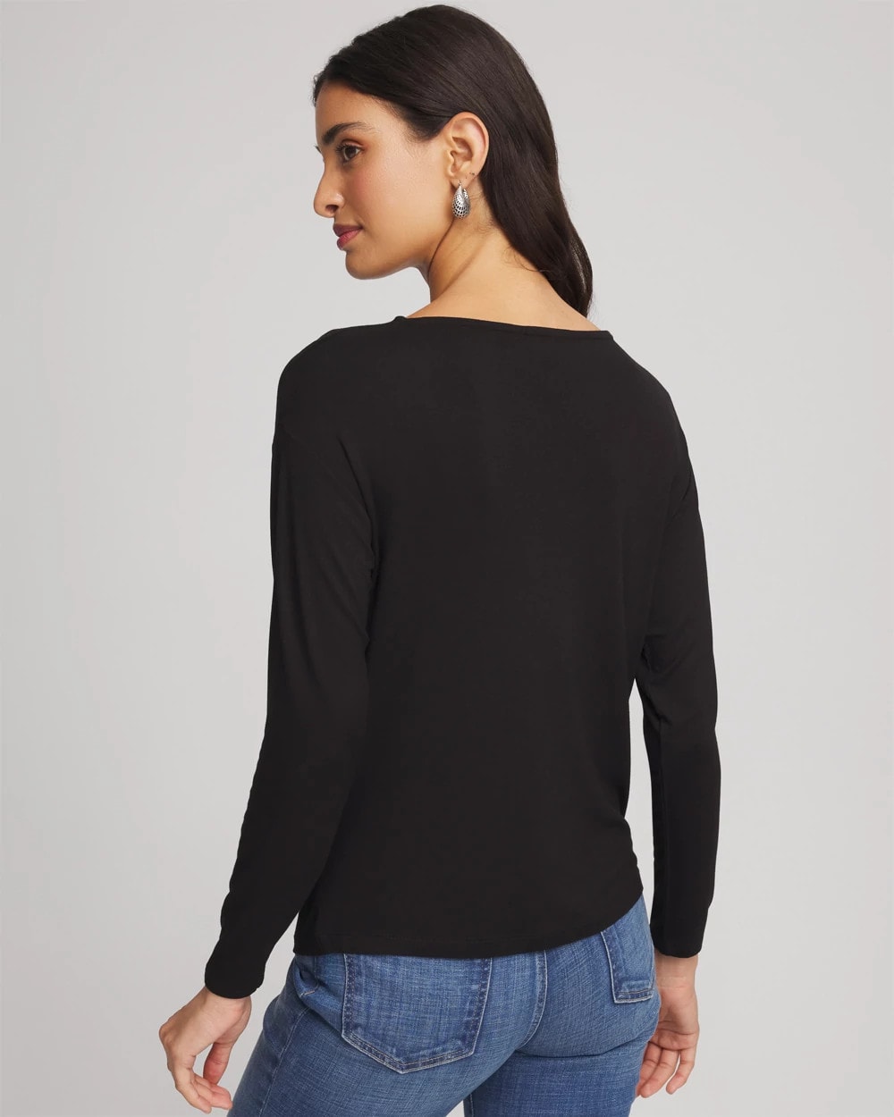 Chico's Women | Embellished Cowlneck Dolman Tee BLACK
