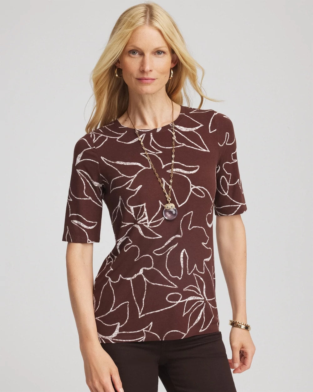 Chico's Women | Touch of Cool™ Elbow-Sleeve Perfect Tee CACAO