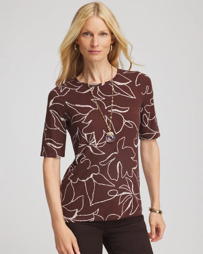 Chico's Women | Touch of Cool™ Elbow-Sleeve Perfect Tee CACAO