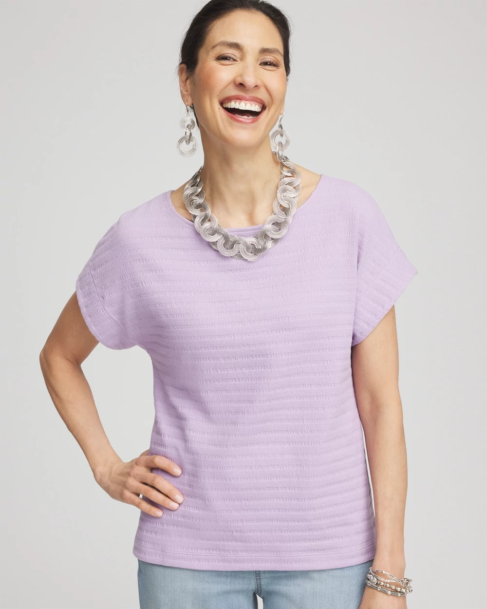Chico's Women | Cap Sleeve Textured Tee GENTLE LAVENDER