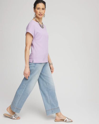 Chico's Women | Cap Sleeve Textured Tee GENTLE LAVENDER