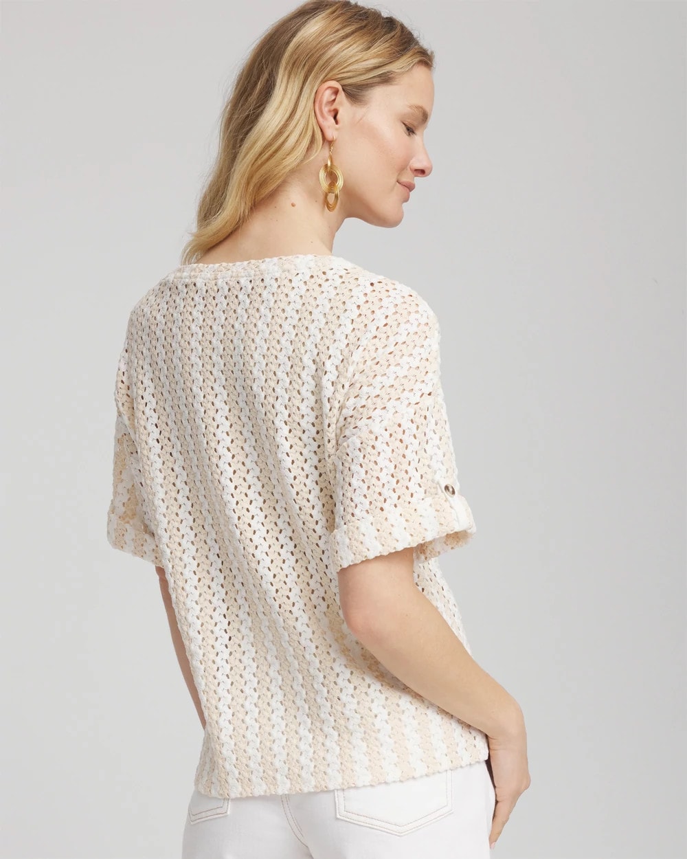 Chico's Women | Textured Roll Cuff Tee GLISTENING SAND