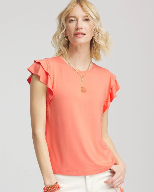 Chico's Women | Touch of Cool™ Flutter Sleeve Tee SUNSET PEACH