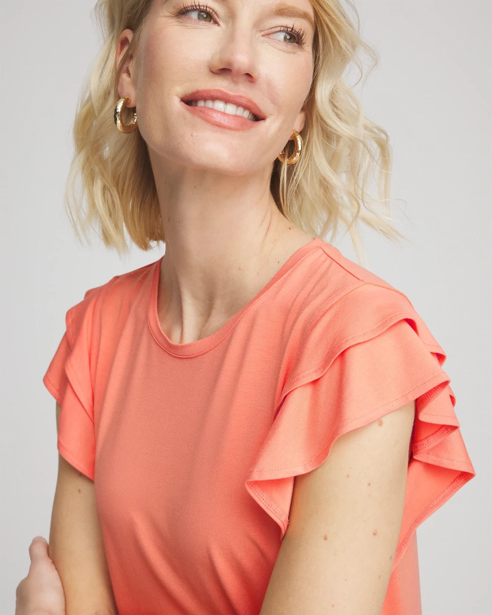 Chico's Women | Touch of Cool™ Flutter Sleeve Tee SUNSET PEACH