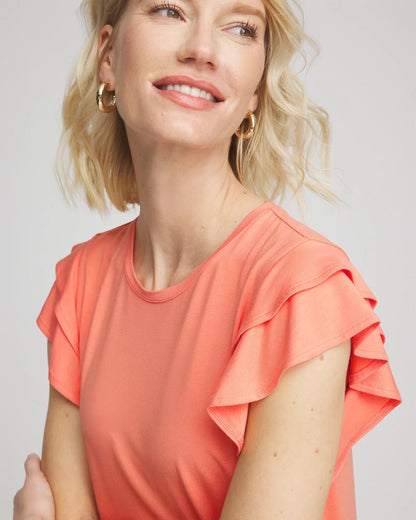 Chico's Women | Touch of Cool™ Flutter Sleeve Tee SUNSET PEACH