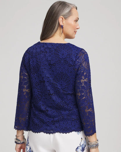 Chico's Women | Scalloped Hem Lace Top BLUE CASA