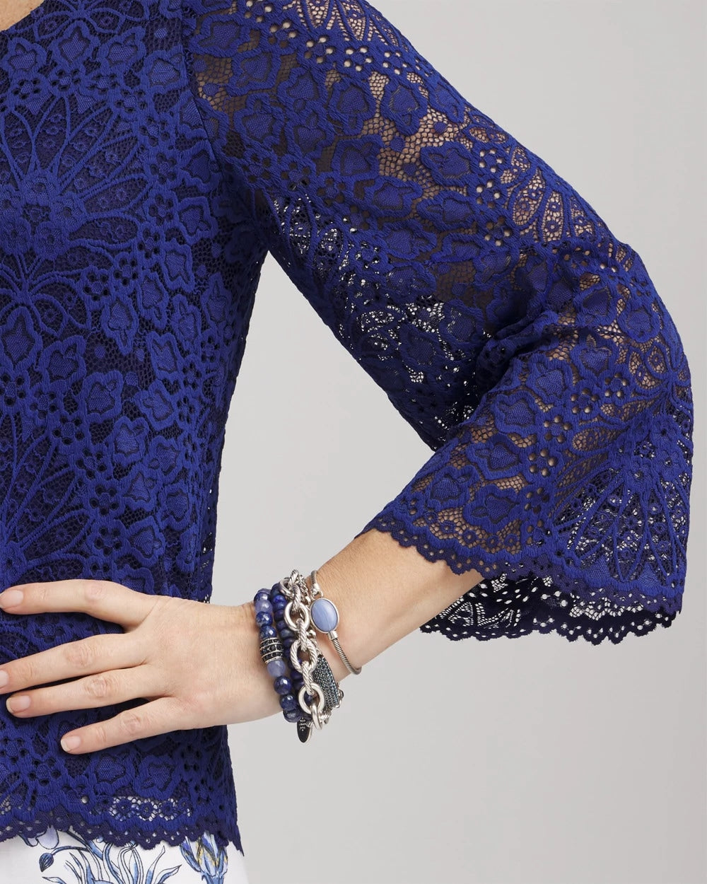 Chico's Women | Scalloped Hem Lace Top BLUE CASA