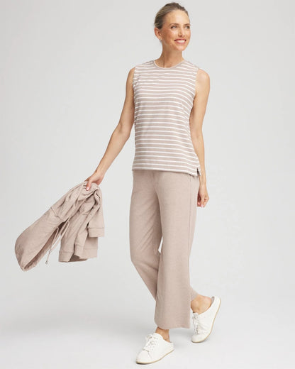 Chico's Women | Zenergy® UPF Sleeveless Metallic-Striped Tank LIGHT TAUPE HEATHER