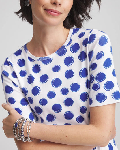 Chico's Women | Polka-Dot Pima Cotton Crewneck Tee ALABASTER