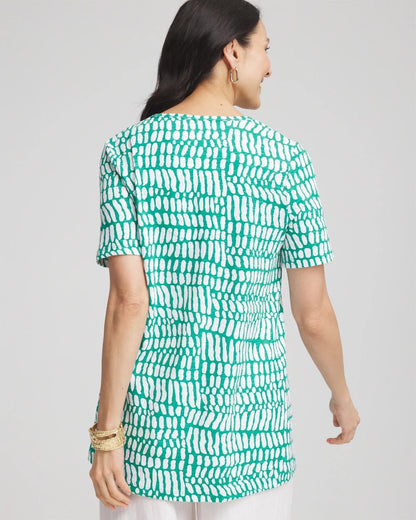 Chico's Women | Tropical Short Sleeve Forward-Seam Tee EDEN GREEN