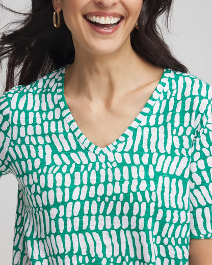 Chico's Women | Tropical Short Sleeve Forward-Seam Tee EDEN GREEN