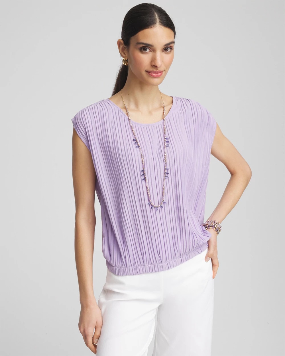 Chico's Women | Pleated Bubble-Hem Tee GENTLE LAVENDER
