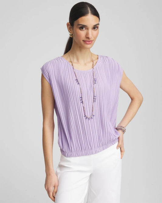 Chico's Women | Pleated Bubble-Hem Tee GENTLE LAVENDER