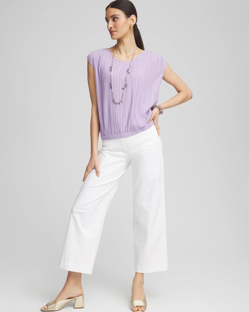 Chico's Women | Pleated Bubble-Hem Tee GENTLE LAVENDER