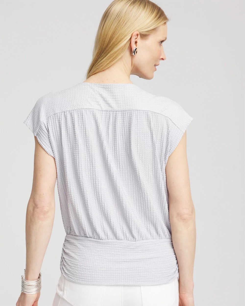 Chico's Women | Foiled Knit Banded Bottom Top DOVE GRAY