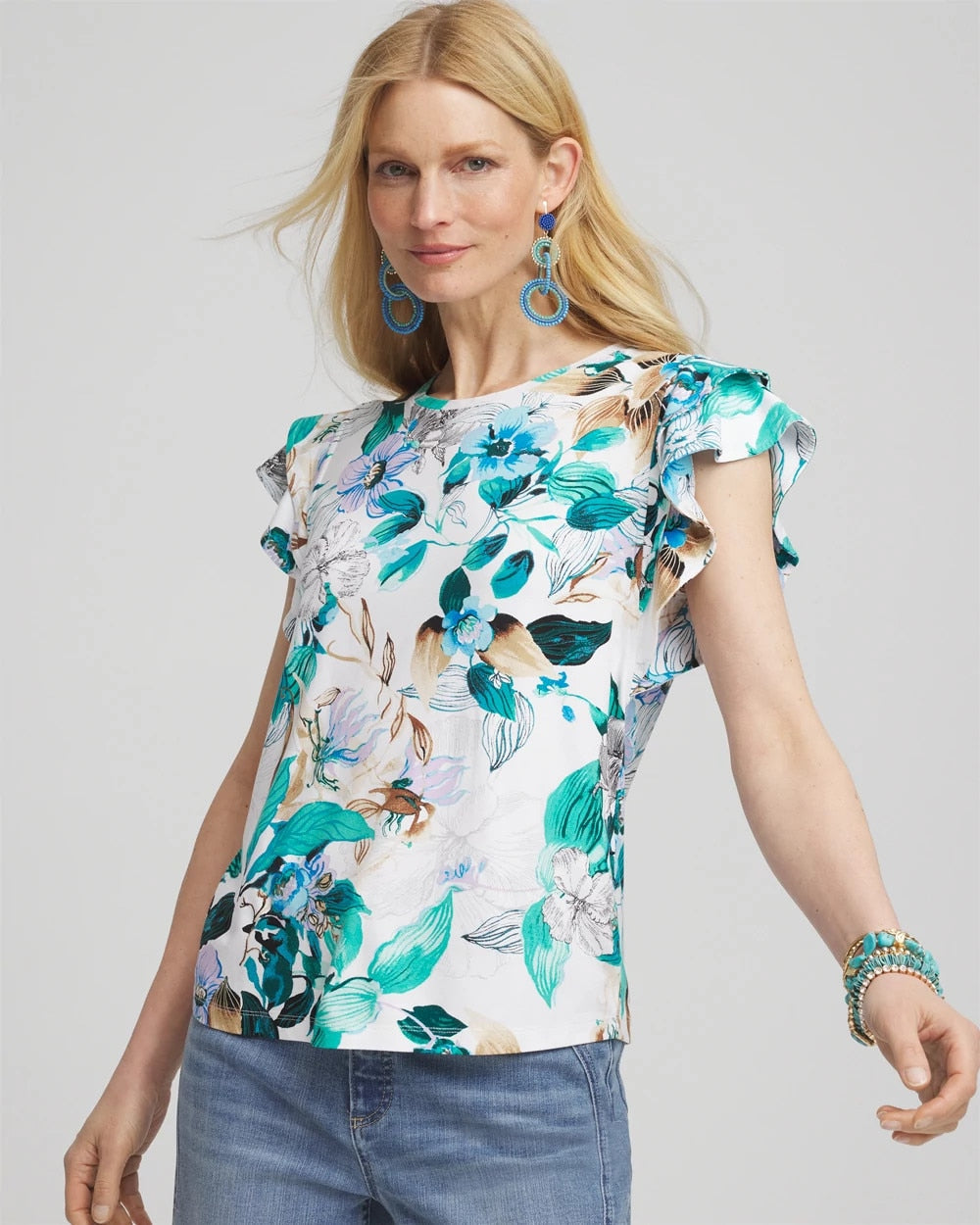 Chico's Women | Touch of Cool™ Flutter Sleeve Tee ALABASTER
