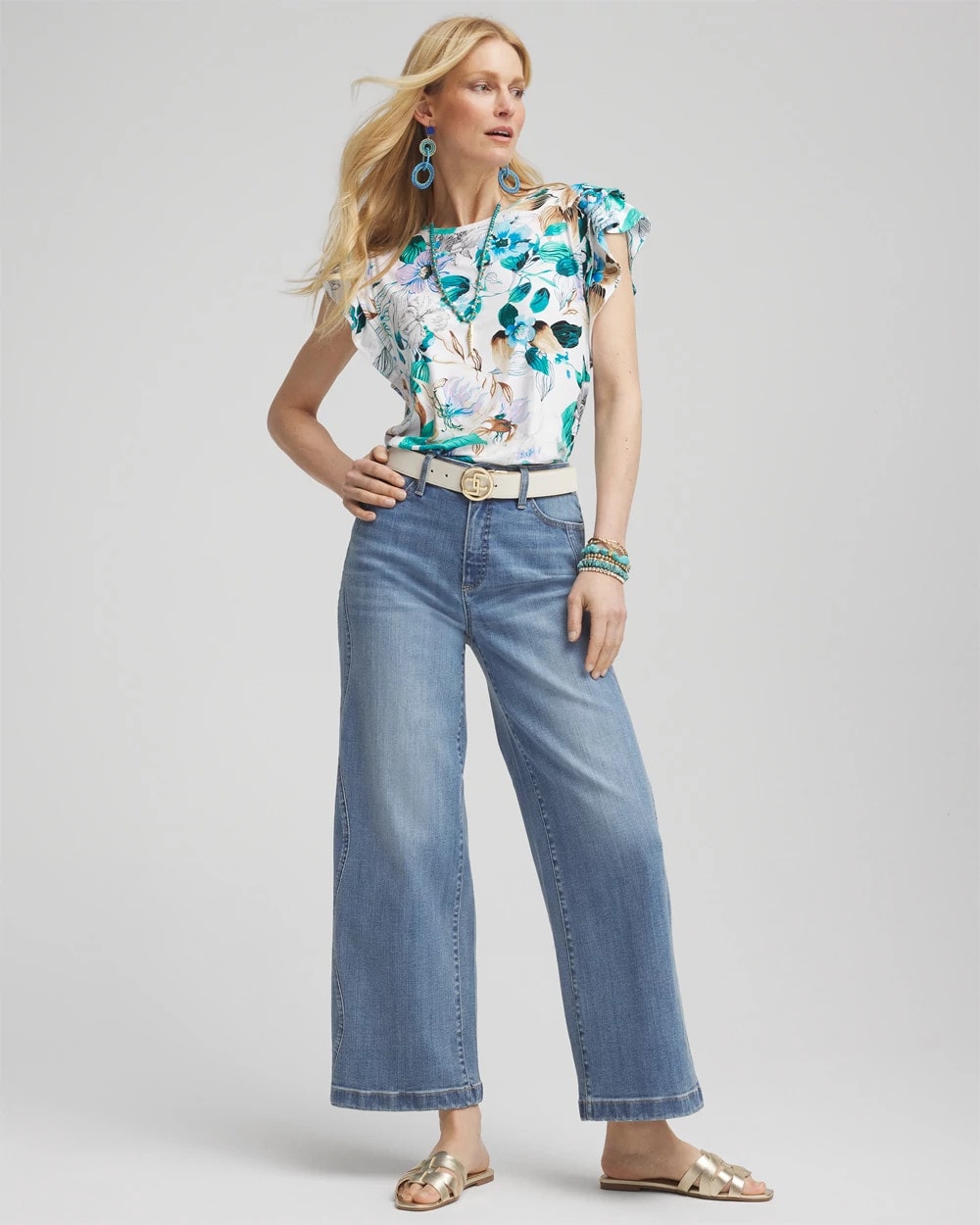 Chico's Women | Touch of Cool™ Flutter Sleeve Tee ALABASTER