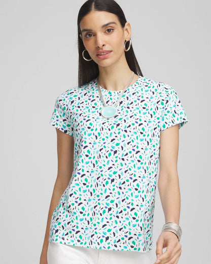 Chico's Women | Polka-Dot Crewneck Perfect Tee ALABASTER