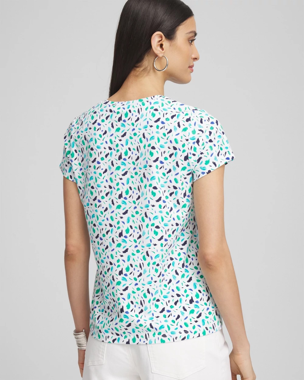 Chico's Women | Polka-Dot Crewneck Perfect Tee ALABASTER