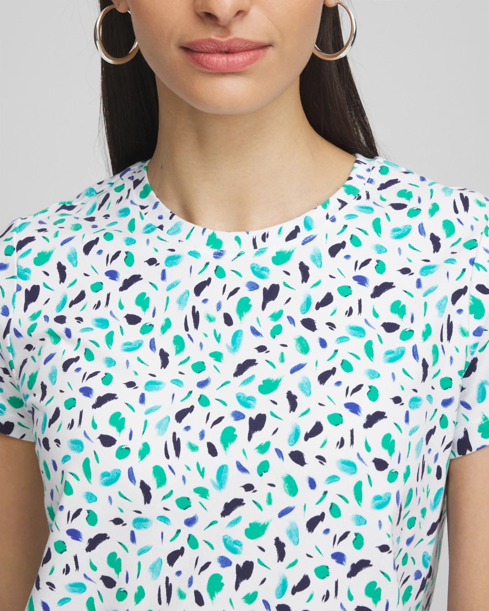 Chico's Women | Polka-Dot Crewneck Perfect Tee ALABASTER