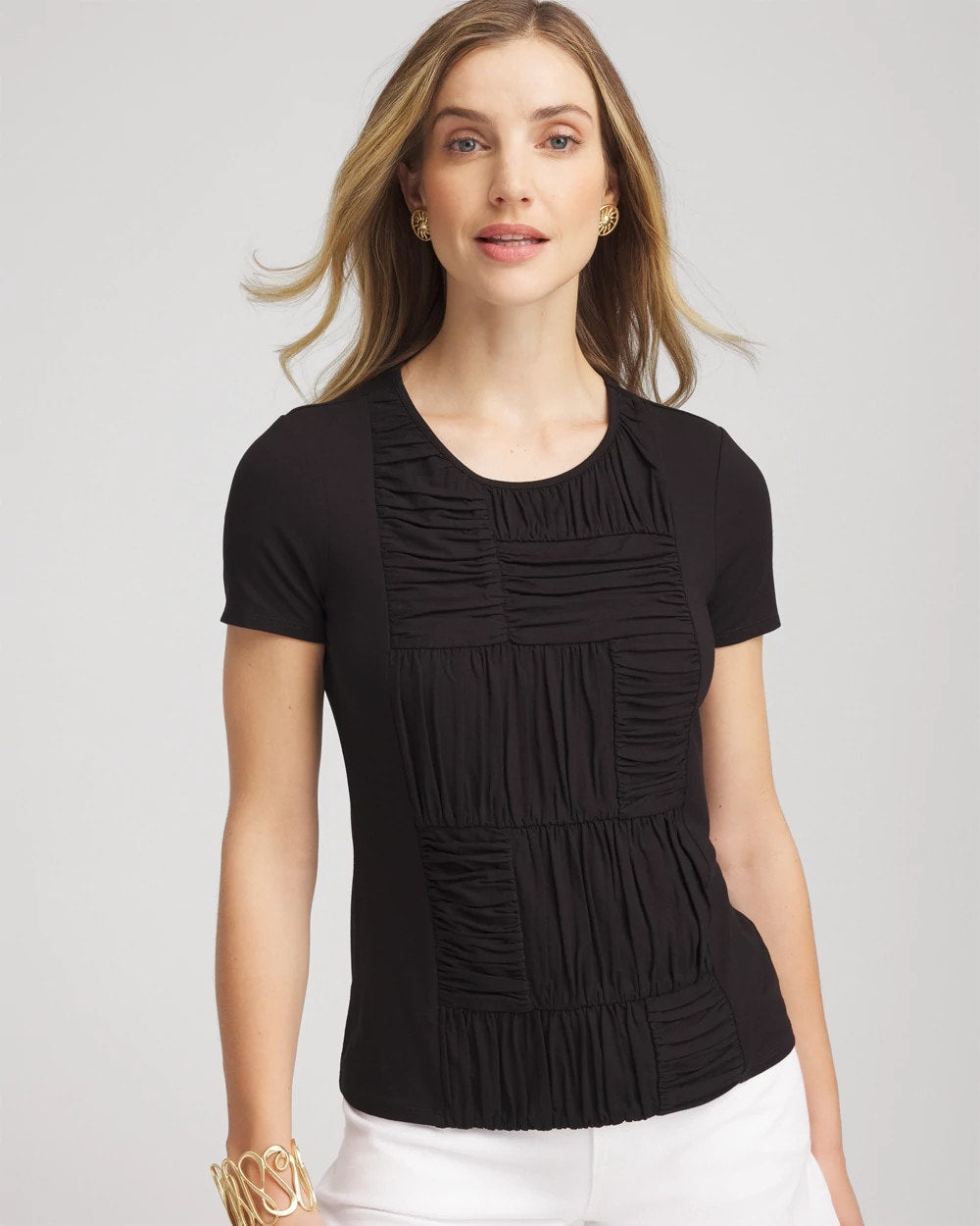 Chico's Women | Jersey Knit Ruched Front Tee BLACK