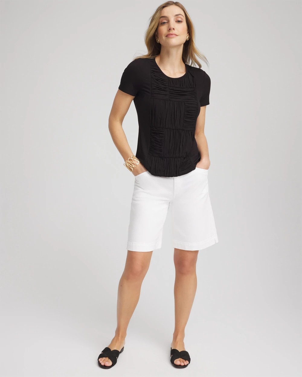 Chico's Women | Jersey Knit Ruched Front Tee BLACK
