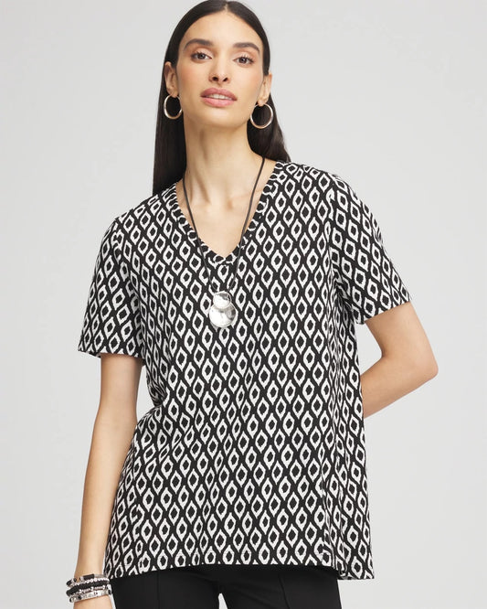 Chico's Women | Graphic Slub V-Neck Tee BLACK