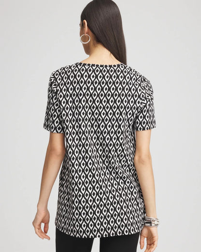 Chico's Women | Graphic Slub V-Neck Tee BLACK