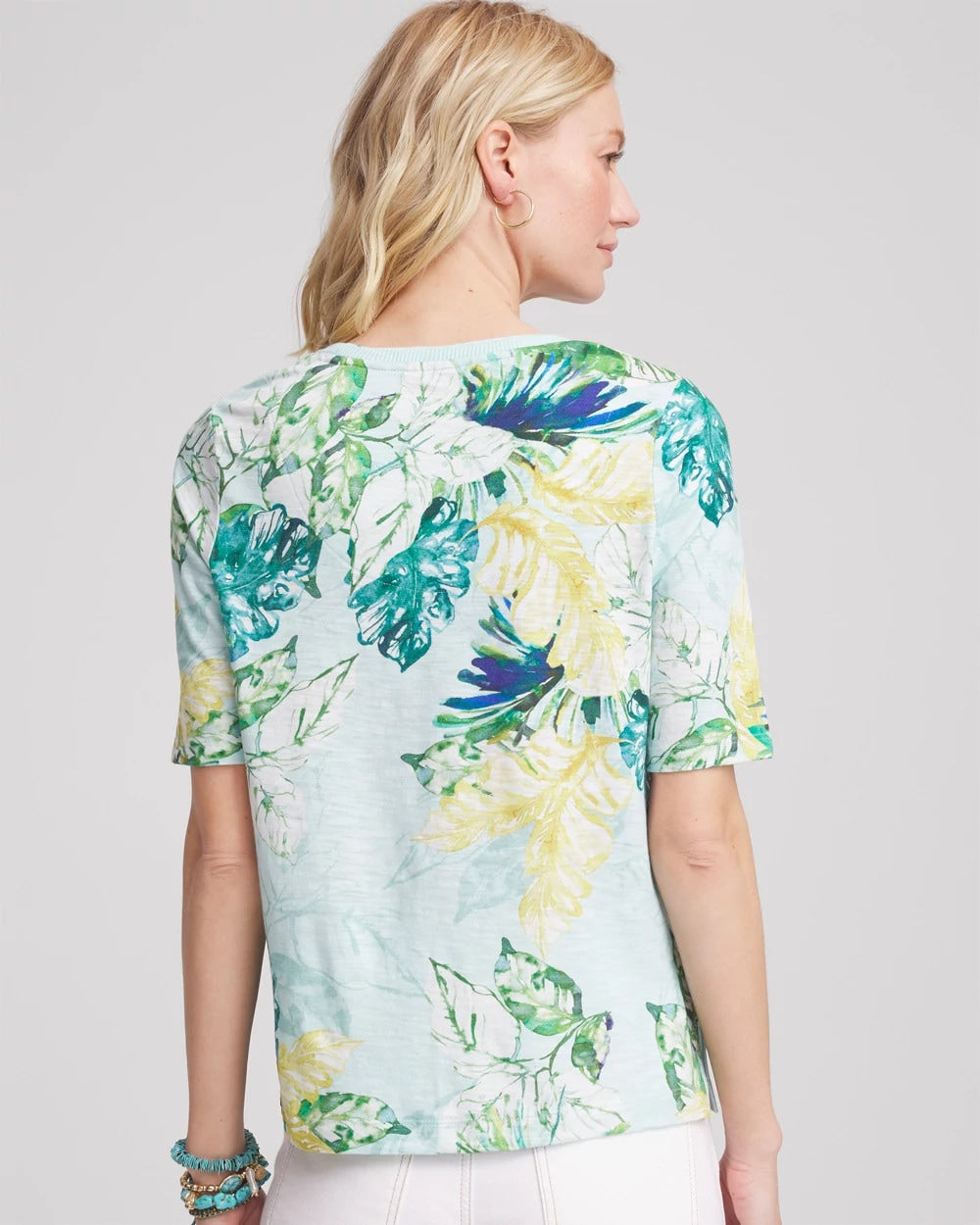Chico's Women | Island Print Slub Short-Sleeve Tee TEAL WATERS