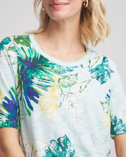 Chico's Women | Island Print Slub Short-Sleeve Tee TEAL WATERS