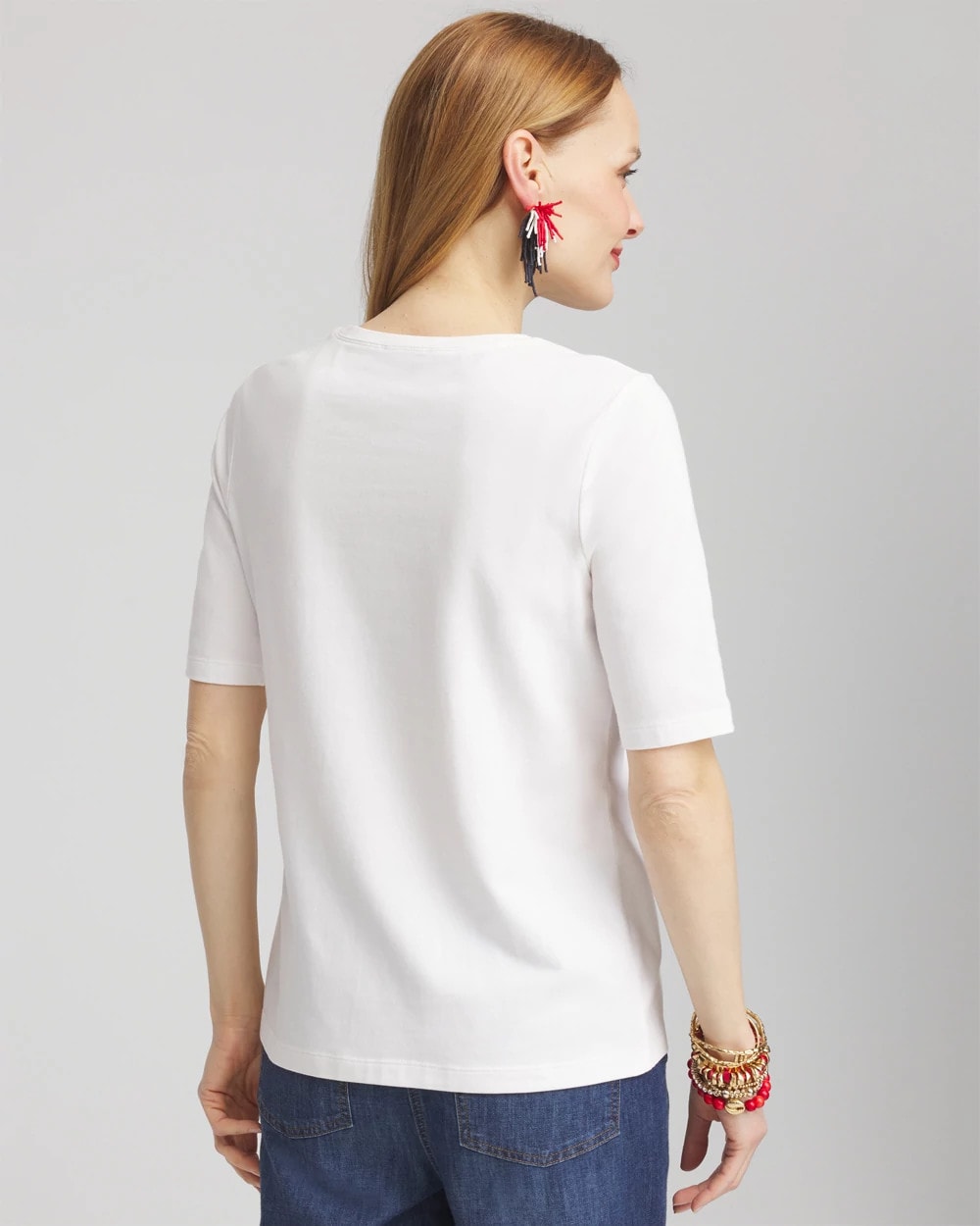 Chico's Women | Flag Embellished Knit Tee ALABASTER