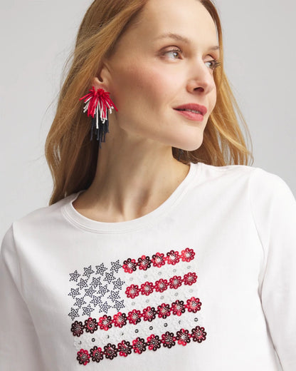 Chico's Women | Flag Embellished Knit Tee ALABASTER