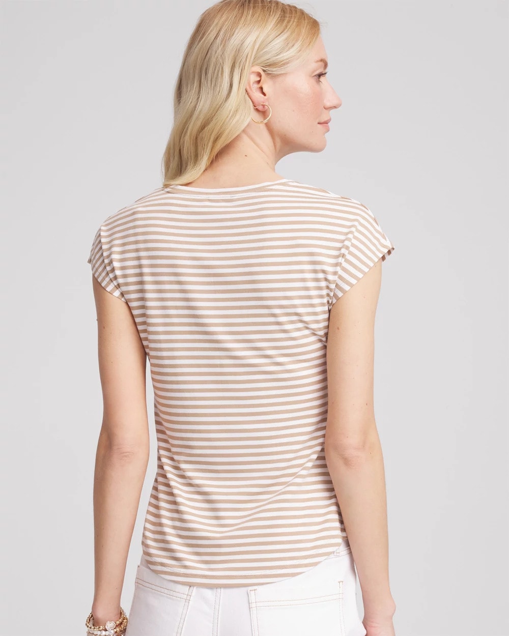 Chico's Women | Neutral Striped Cap Sleeve Dolman Tee CAFE AROMA