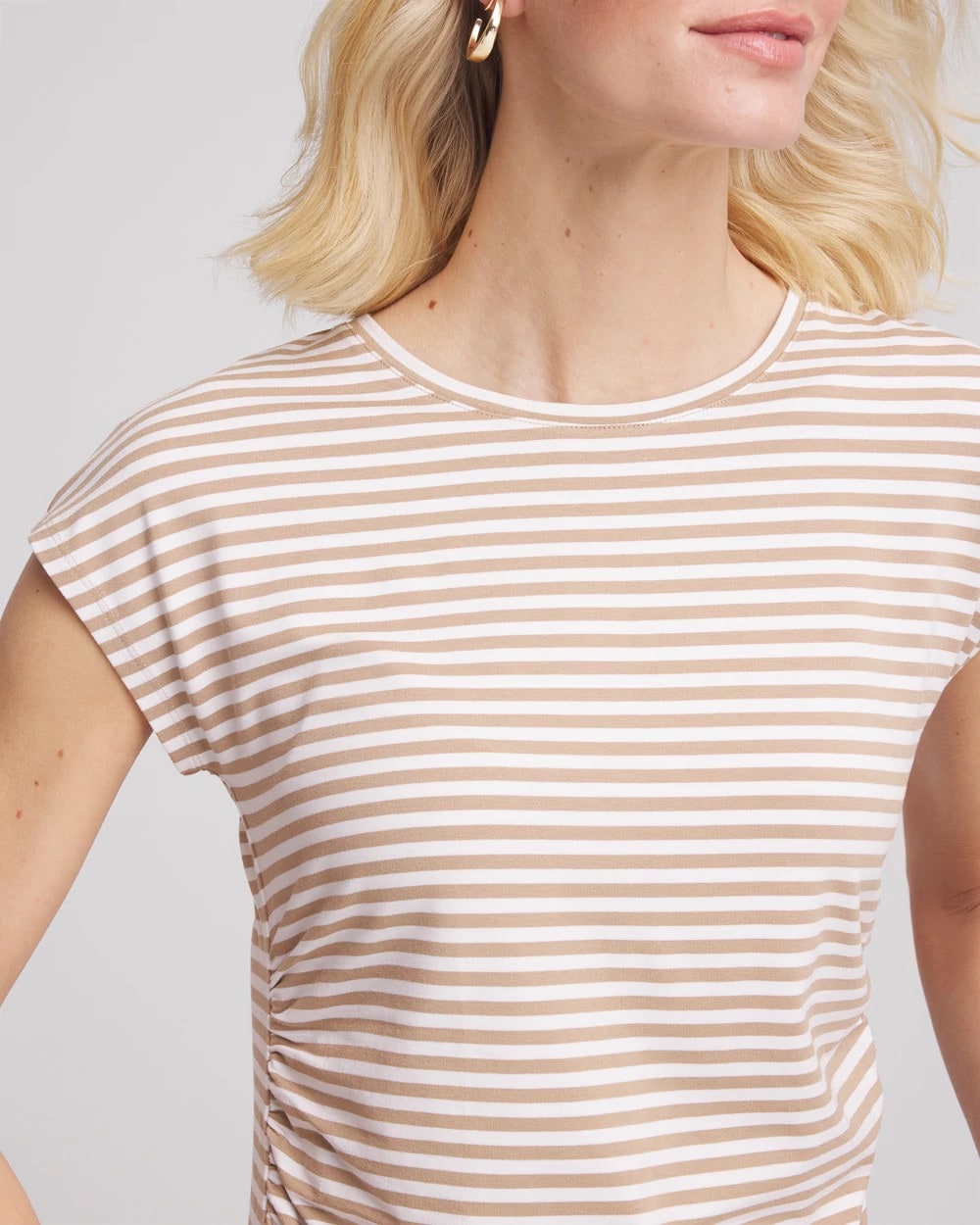 Chico's Women | Neutral Striped Cap Sleeve Dolman Tee CAFE AROMA