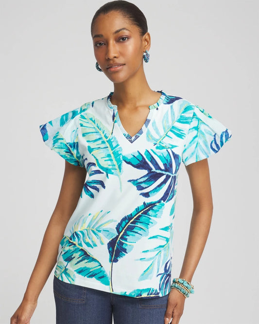 Chico's Women | Notch Neck Cap Sleeve Tee PARADISO BLUE