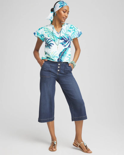 Chico's Women | Notch Neck Cap Sleeve Tee PARADISO BLUE