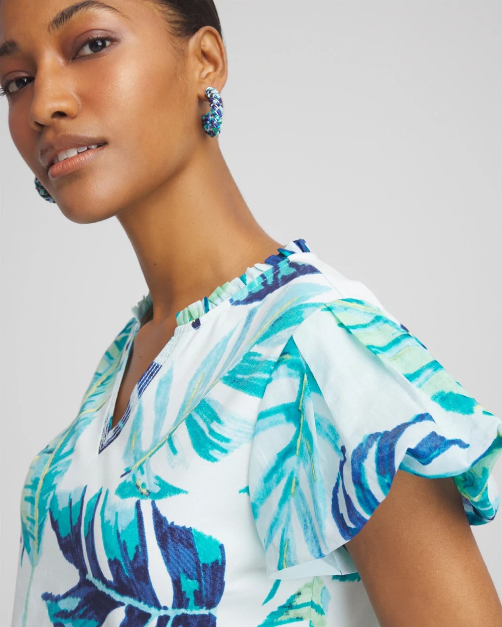 Chico's Women | Notch Neck Cap Sleeve Tee PARADISO BLUE