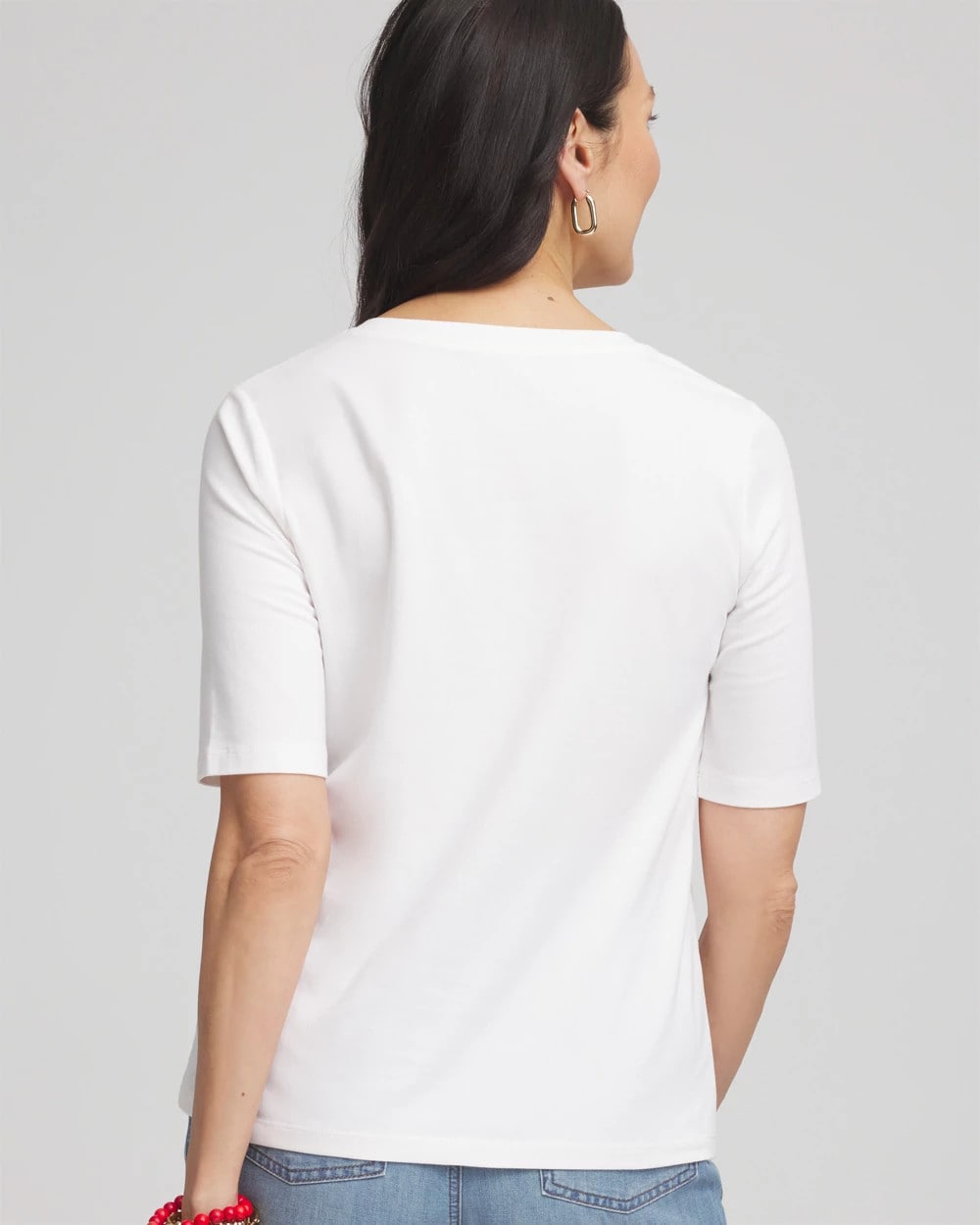 Chico's Women | Coral Print V-Neck Perfect Tee ALABASTER