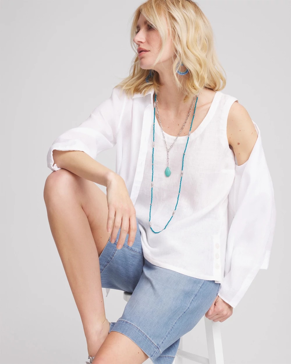 Chico's Women | Sleeveless Linen Tank Top ALABASTER
