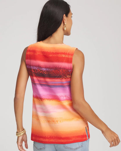 Chico's Women | Rio Sunset Sleeveless Tank RED GLOW