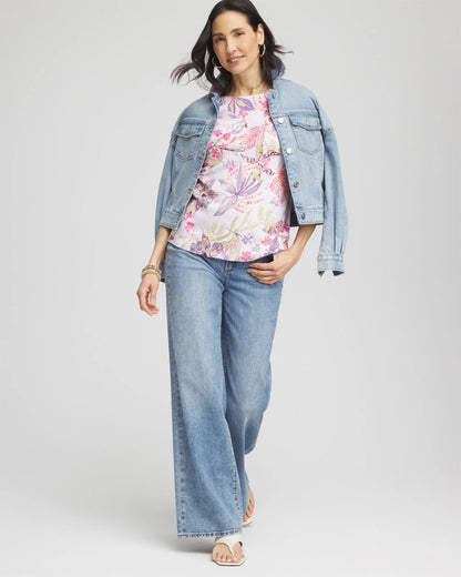 Chico's Women | Tropical Floral Pima Tee GENTLE LAVENDER