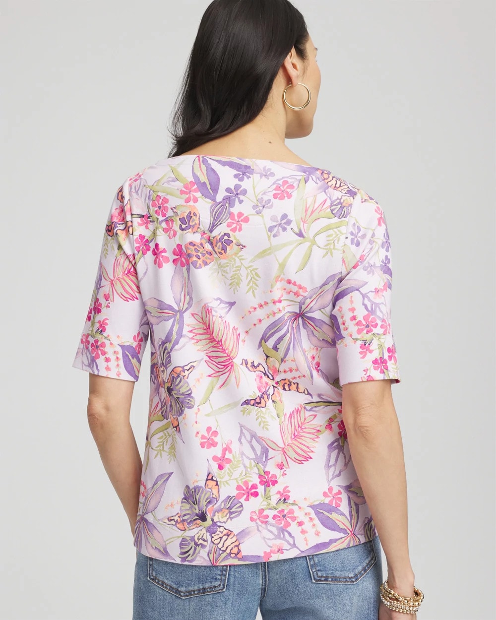 Chico's Women | Tropical Floral Pima Tee GENTLE LAVENDER
