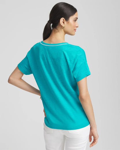 Chico's Women | Sweater Trim Linen Tee SEASPRAY