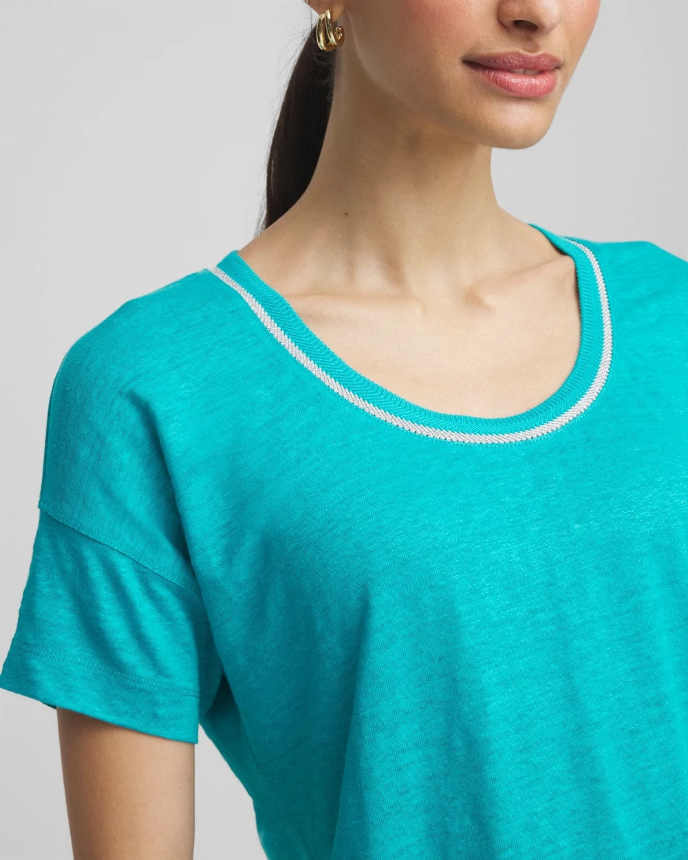 Chico's Women | Sweater Trim Linen Tee SEASPRAY