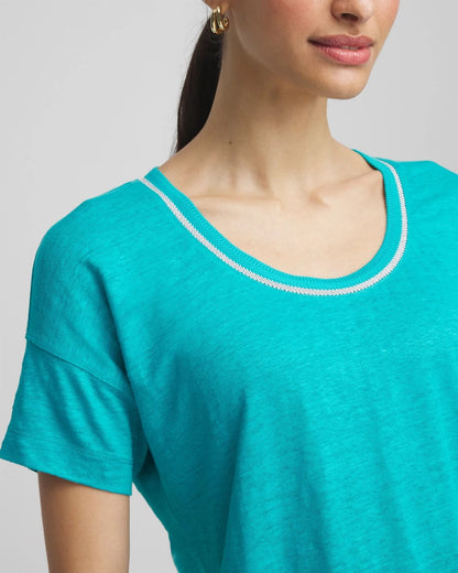 Chico's Women | Sweater Trim Linen Tee SEASPRAY