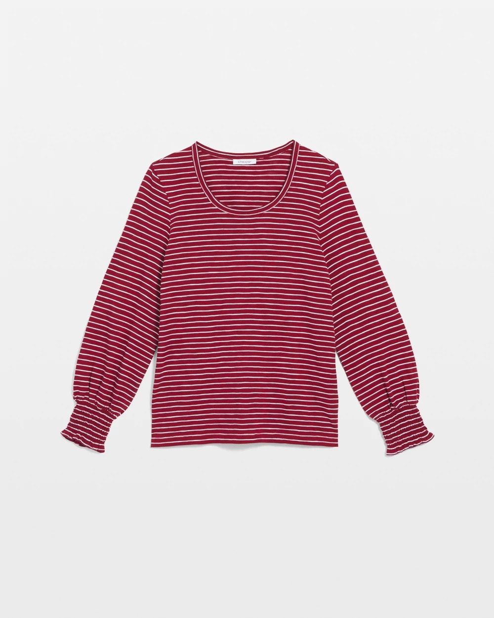 Chico's Women | Smocked-Sleeve Cotton-Slub Tee RUSSET RED