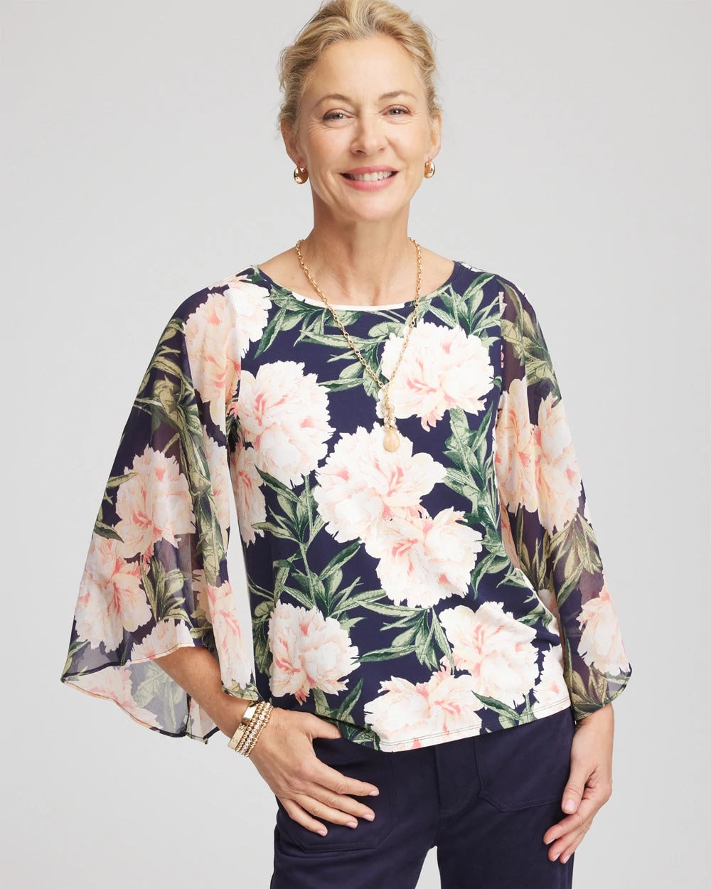 Chico's Women | Georgette Angel-Sleeved Top DARKEST SPRUCE