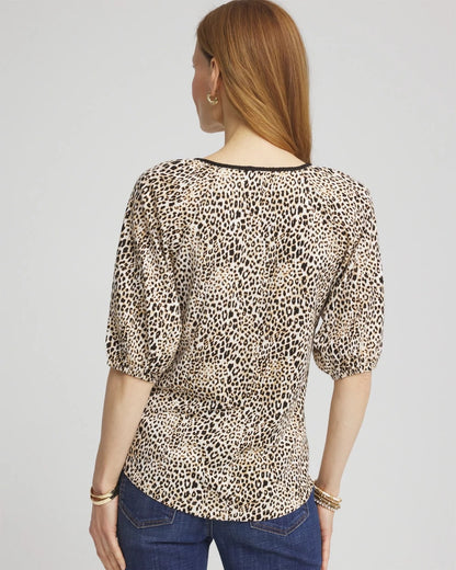Chico's Women | Leopard Braided Linen Top ECRU