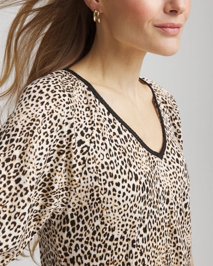 Chico's Women | Leopard Braided Linen Top ECRU